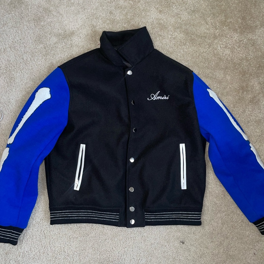 Amiri Bones Logo Embroidered Varsity Jacket